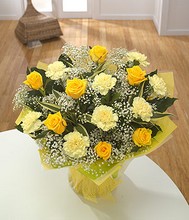 Yellow Rose and Carnation Hand tied