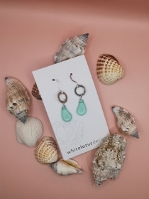 Circular Sterling Silver and Sea Glass Earrings