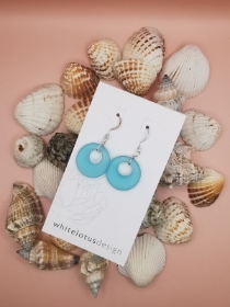 Rounded Sea Glass and Sterling Silver Earrings