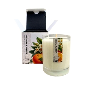 The Outrageous Peacock Orange and Amber Medium Glass Candle