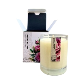 The Outrageous Peacock Peony Blush Medium Glass Candle